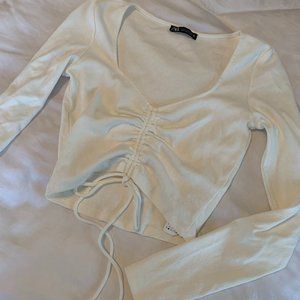 NWOT✨ Zara White Long Sleeve Tie Front